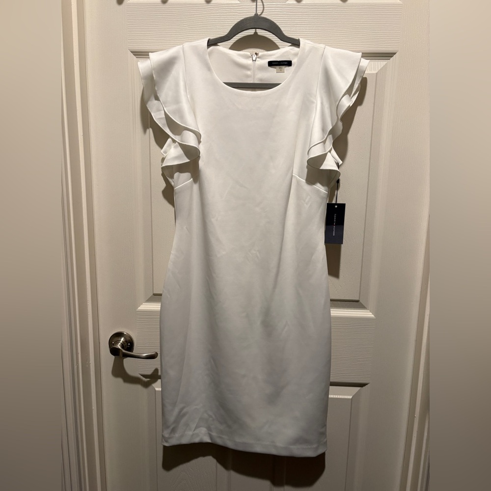 Tommy Hilfiger White Ruffle Sleeve Dress